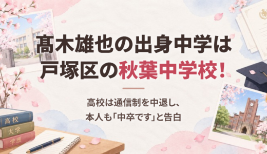髙木雄也の出身中学は戸塚区の秋葉中学校！高校は通信制を中退し、本人も「中卒です」と告白